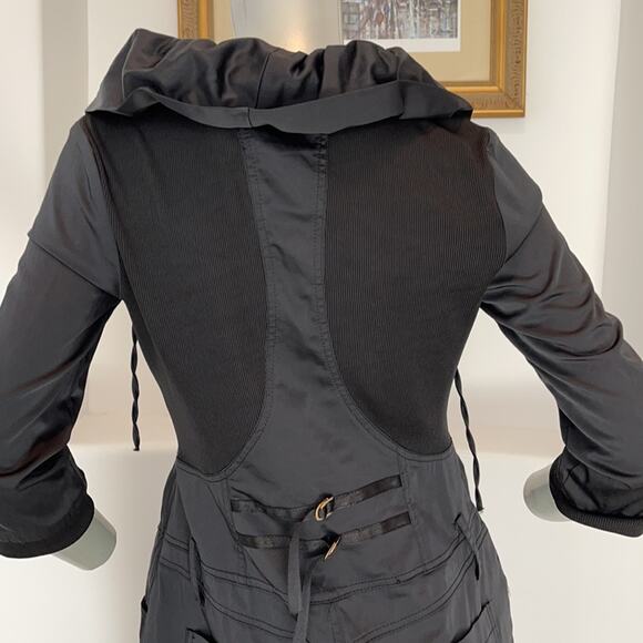 SVELTO STELLA Black Shirt Dress 3/4 Sleeves Zippers Detail Size EUR 42 - Picture 9 of 13